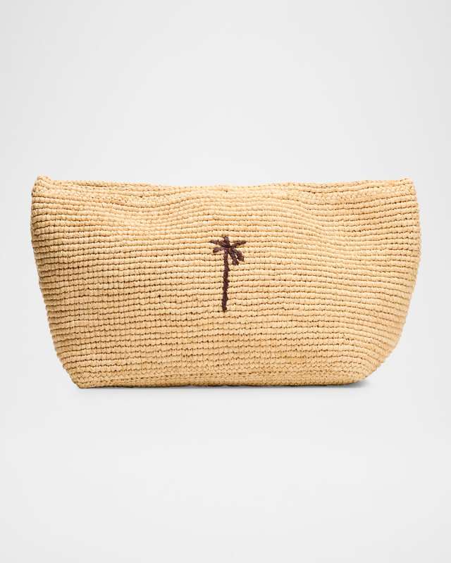 Palm Tree Raffia Clutch Bag